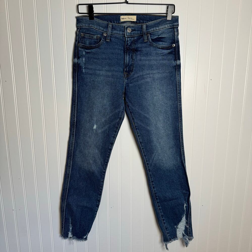 Gap 1969 High Rise Slim Straight Medium Wash Blue Denim Jeans Women’s Size 29